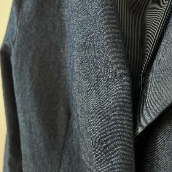 Gap Navy Blue Denim Pinstripe Lined Single Button Collared Fit & Darted Blazer 8 - Picture 11 of 12